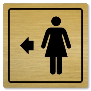 WC ženy vlevo, 80x80mm, zlatá, Arizona